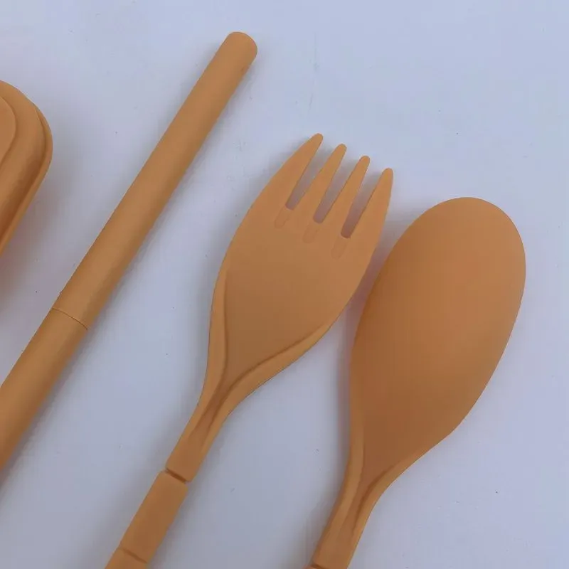 Verastore Travel Cutlery Portable Cutlery Box Japan Style Wheat Straw Knife Fork Spoon Student Dinnerware Sets Kitchen Tableware