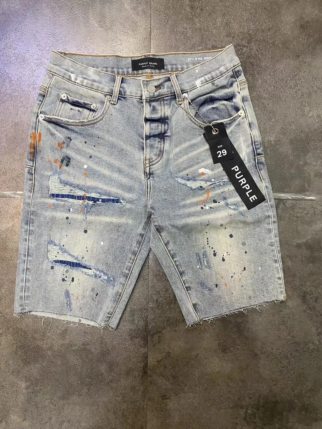 Hot Men Purple Jeans shorts straight holes casual purple jeans designer summer purple brand jeans High Street Ksubi Jeans luxury short style Patch