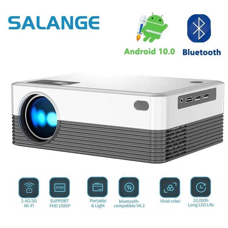 Projectoren Salange P35 Android 10 Projector WiFi Portable Mini Video Beam Smart TV 1280 * 720dpi voor gamingfilms Home Theaters 1080p 4K Video J240509