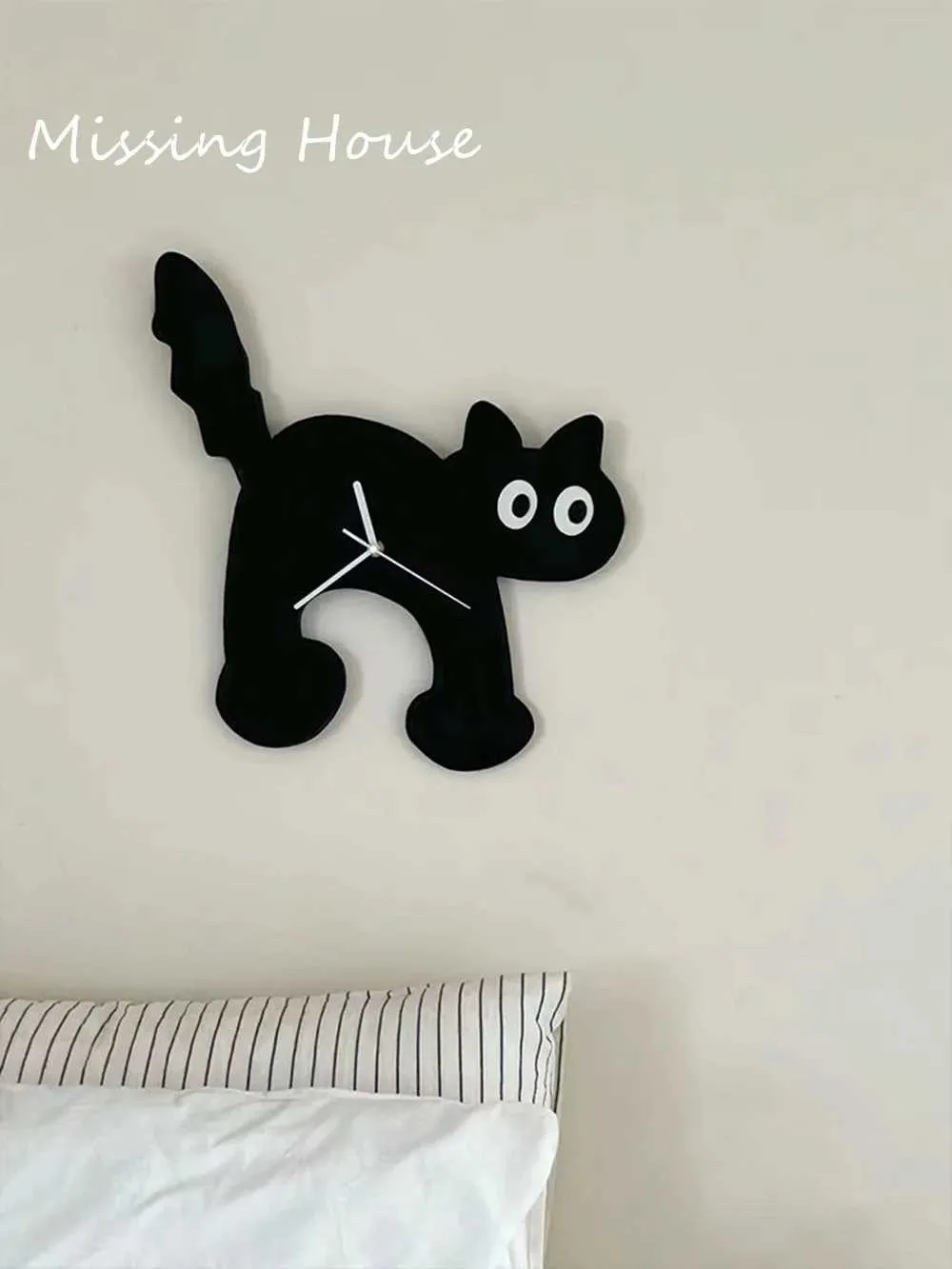 Orologi da parete interessante Black Running Cat Dog Orologio da parete Orologio da parete Cartone animato Acrilico Orologio da soggiorno Decorazione per la casa Decorazione per bambini Q240509