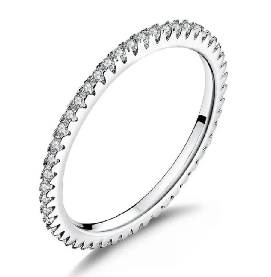 Classic Yiziy High Quality 925 Silver Ring Circle Clear CZ CZ Géométrie Rings Empilable pour les femmes Bijoux de mariage Gift SCR0668129910