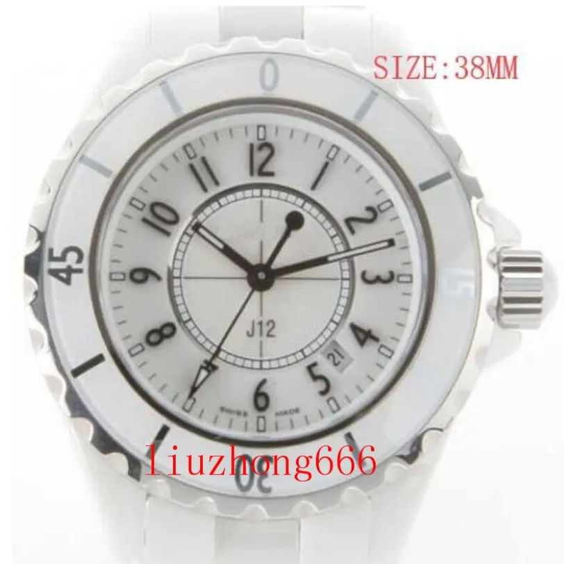 Pełna ceramiczna jakość Sapphire Crystal Na rękę zegarek kwarcowy Ruch Kobiet Zegarek Kobiety Czarna ramka moda panie 12 Big Lady Watches 261r