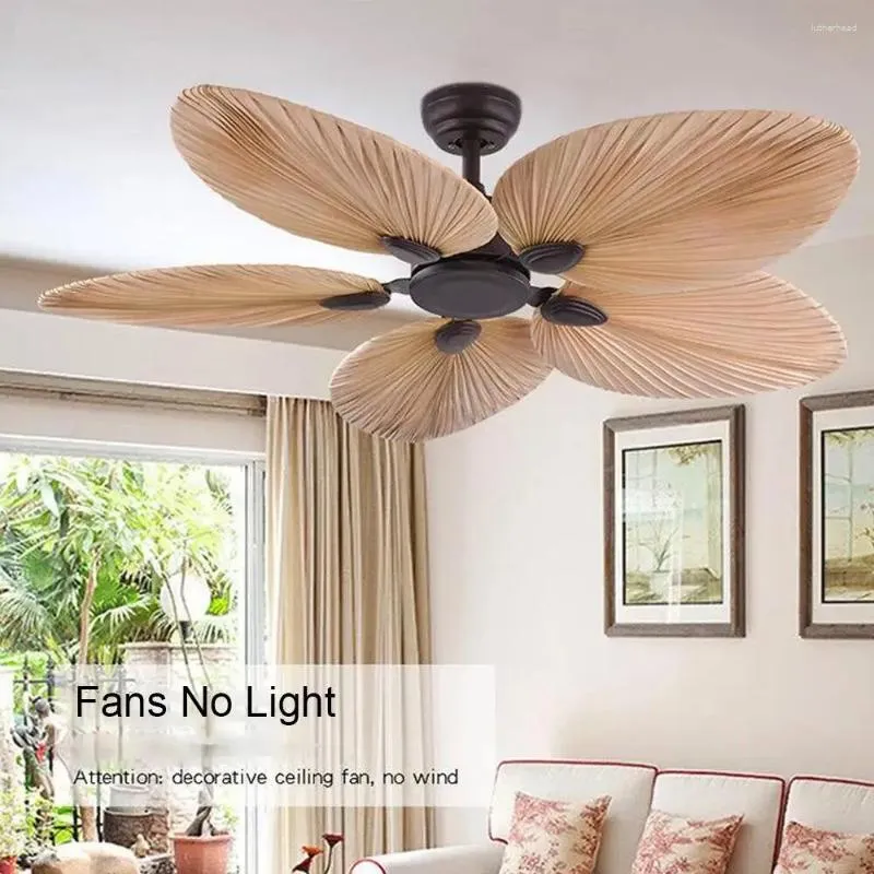 52 "große Wind -LED -Deckenventilatoren ohne Licht 110 V 220 V Palmblätter Lampe Fernbedienung für Wohnzimmer Schlafzimmer hängen