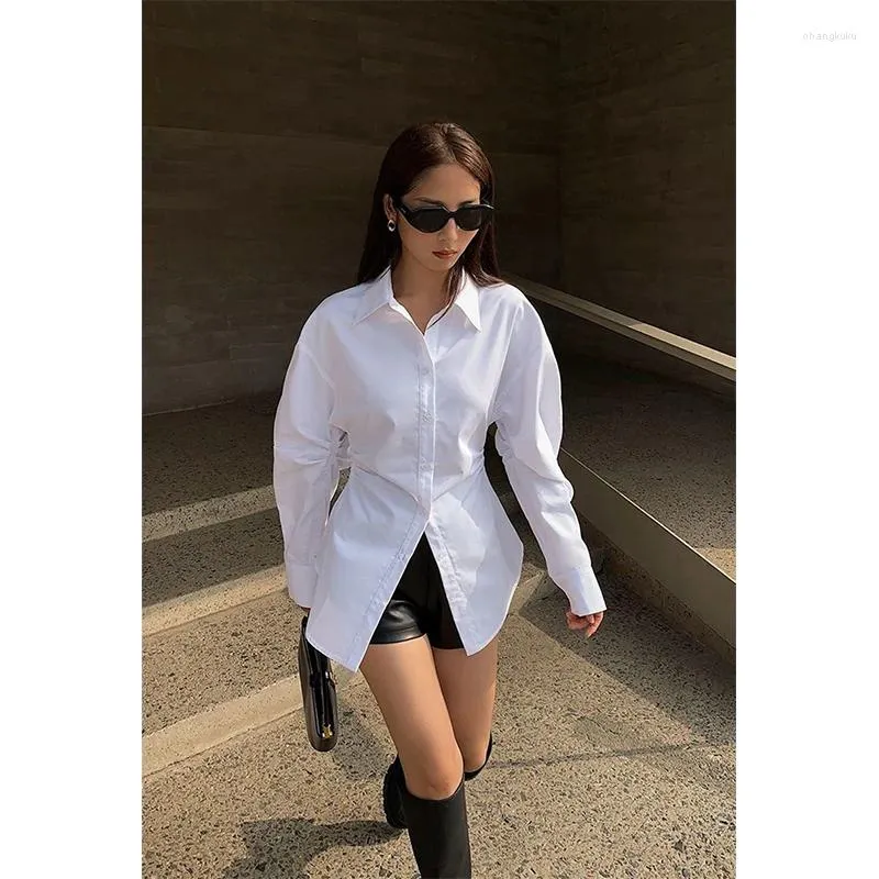 Women's Blouses MEXZT S-3Xl Elegant White Shirts Women Streetwear Black Tunic Long Sleeve Office Lady Korean Fashion Slim All Match Top
