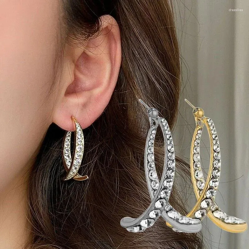 Boucles d'oreilles en peluche Cross Croix courbée pour femmes Roisiers en cristal d'oreille de la Saint-Valentin de la Saint-Valentin