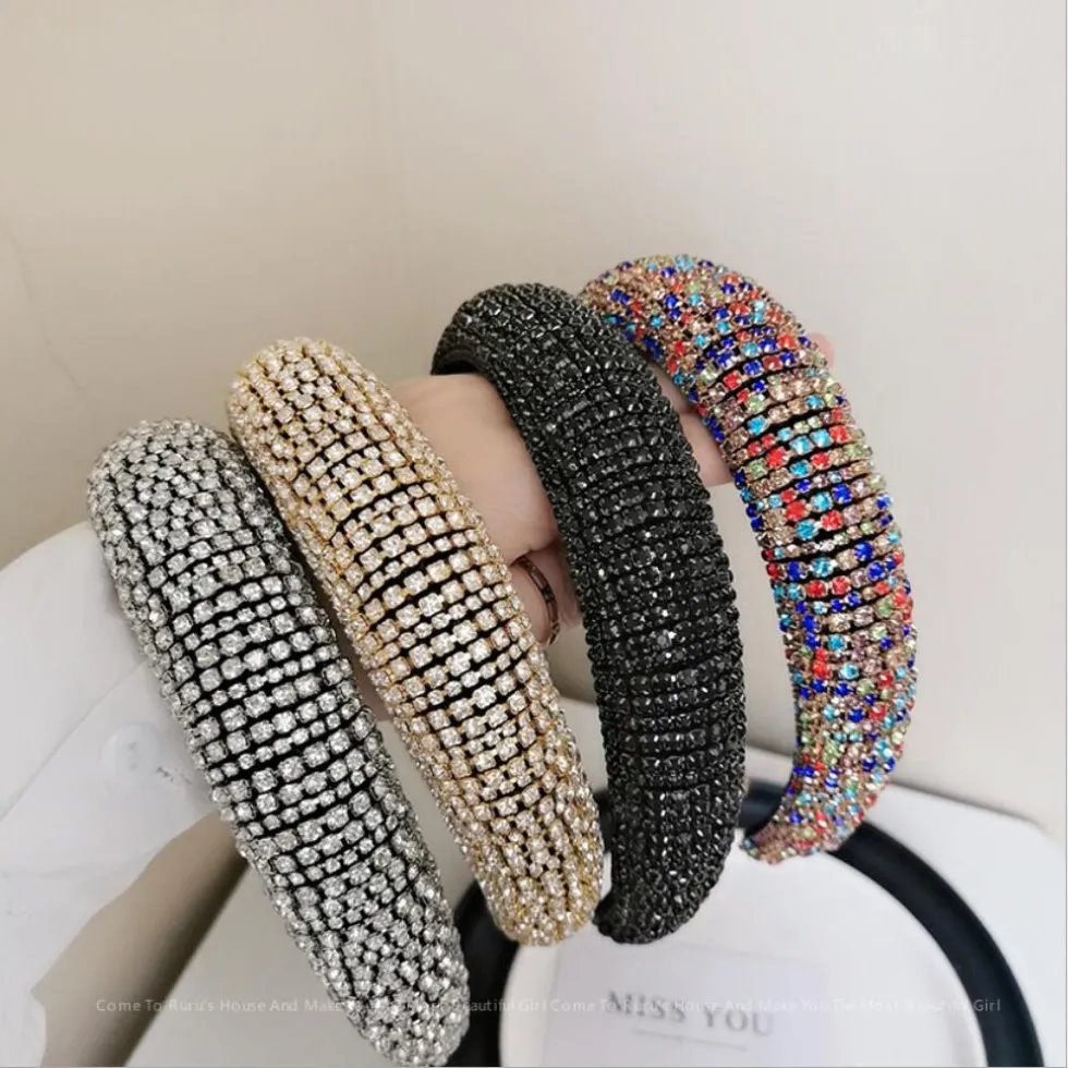 Baroque Full Crystal Bandbands Hairs Bands for Women Lady Lady Shiny Pladed Diamond Bandband Hoop Fashion Fashion Party Bijoux Accessoires 159