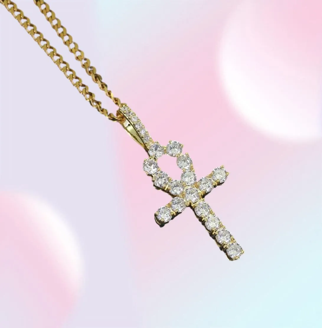 Hip Hop Cross Diamonds Collane a sospensione per uomo Religione cristianity collana di lusso gioielli oro zirconi in rame placcati Cu5574430