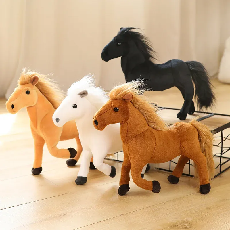 Simulering hästar plysch leksak fyllda mjuka djurdockor verkliga liv mustang kudde för barn barn kreativa födelsedagsdekor gåvor