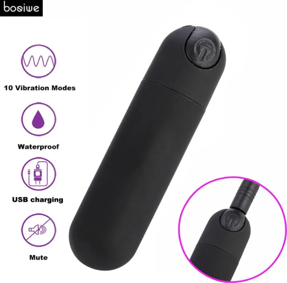 Mini Bullet USB Vibratrice forte 10 vibration vibrante anale vibratrice clitorale s stimulateur spot masseur adulte toys pour femmes y1894875675