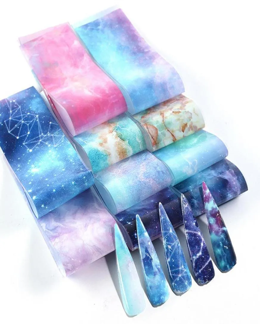 Kit per nail art starry sky trasferimento di carta universo universo galassia stella in stile adesivi decorativi decorazioni manicure3835383