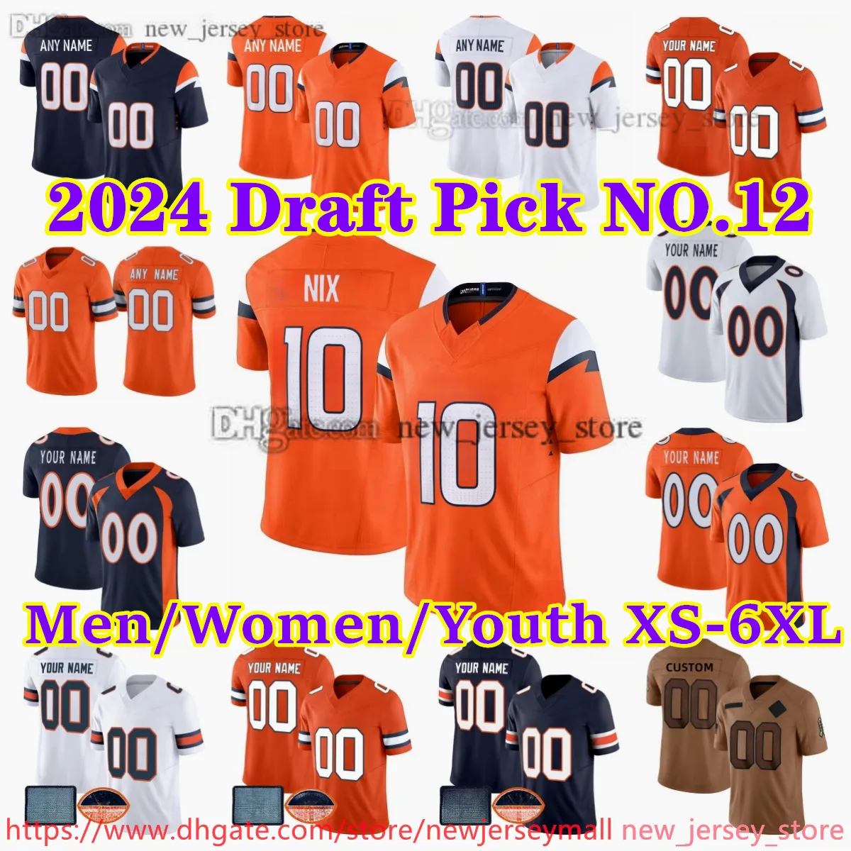 10bonix Jersey Custom S-6xl футбольные майки Patricksurtain II Courtlandsutton Jerryjeudy Marvinmims Jr. Johnelway Javontewilliams Alexsingleton Griffith