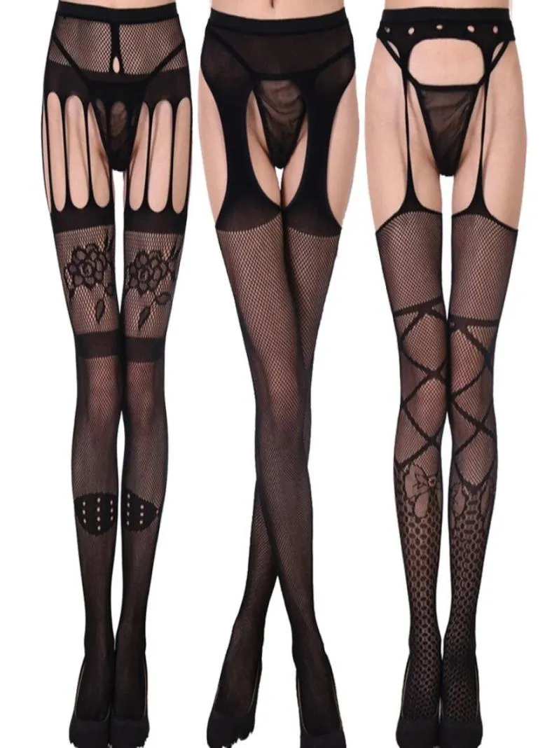 Femmes Sexy Pantyhose Femelle Black en dentelle Collants de Fishnet Lady High Stocking Jacquard Stocking Hosiery Stockings Sexy Lingerie8959031