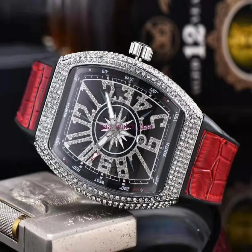 Fashion Mens Luxury Watch Shinning Diamond Iced out Watches Gloednieuwe Yachting Designer Quartz Movement Party Jurk Polshorge Clock 274V