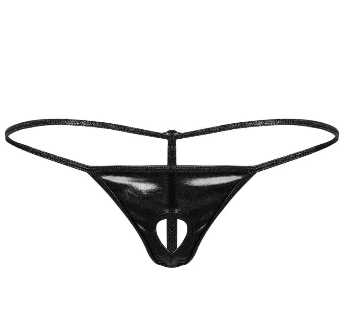 Męskie mini bikini g smytki błyszczące metalowe erotyczne sissy majtki z penis hole gejowski otwarte tyłek tnagas thong bieliznę 6363009553