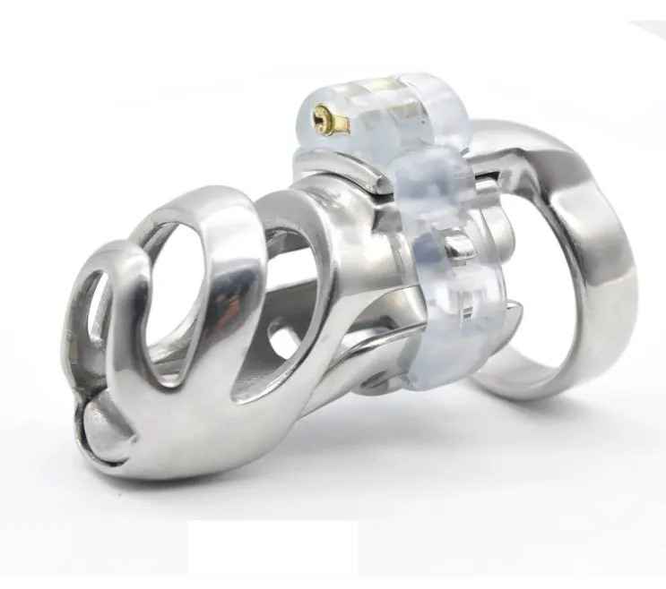 Dispositivi maschi 3D in acciaio inossidabile gabbia lunga gabbia staccabile PA blocco per unghie sostituibile anello di sesso BDSM A3592908914