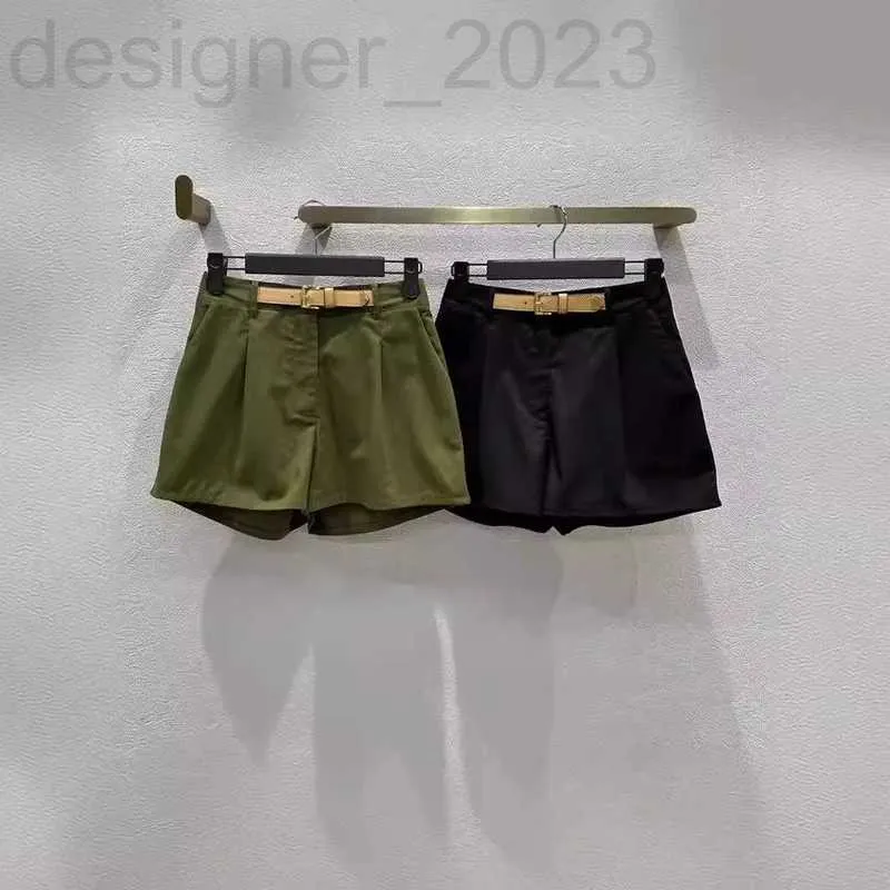 Dames shorts Designer high -end dames slijtage 2024 lente/zomer nieuwe product taille gespogriem minimalistische winddriehoek standaard lederen gesp geplooide shorts