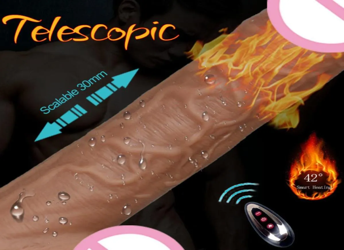 Реалистичный фаллоимитатор женский мастурбационный телескопический вибрирующий толчок с всасывающей чашкой нагреватель