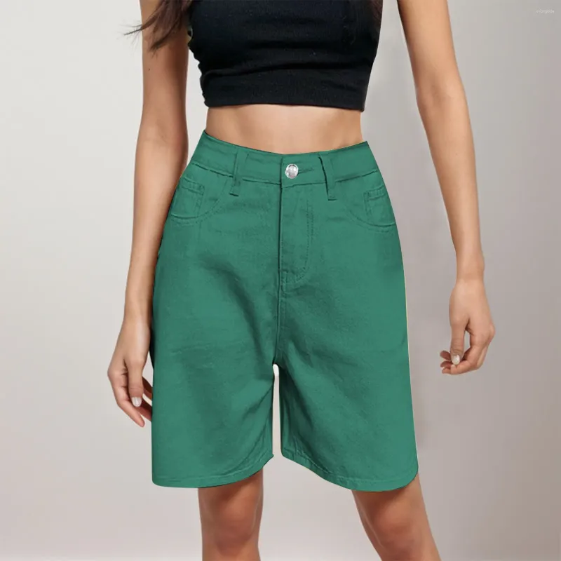 Women's Shorts Pants For Fashionable Spring Summer Solid Button Up Knee Length Bottom Loose Wide Leg Straight Trousers Business