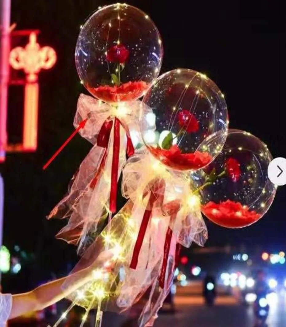 Party -Dekoration Valentinstag LED ROSE BALL Leuchtende farbenfrohe Bouquet Ballon Dekorationen Liebhaber Zeitgeschenke transparent ornament4272030