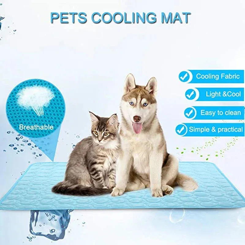 Pet refresh carpet pet cooling ice pad cold silk moisture-proof sofa pad portable travel sleep bed pet accessories dog pad 240506