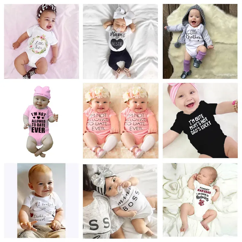 INS Baby Summer rompers 2017 newest infant toddlers Letters jumpsuit newborn one-piece soft cotton jumpsuit 12 Styles