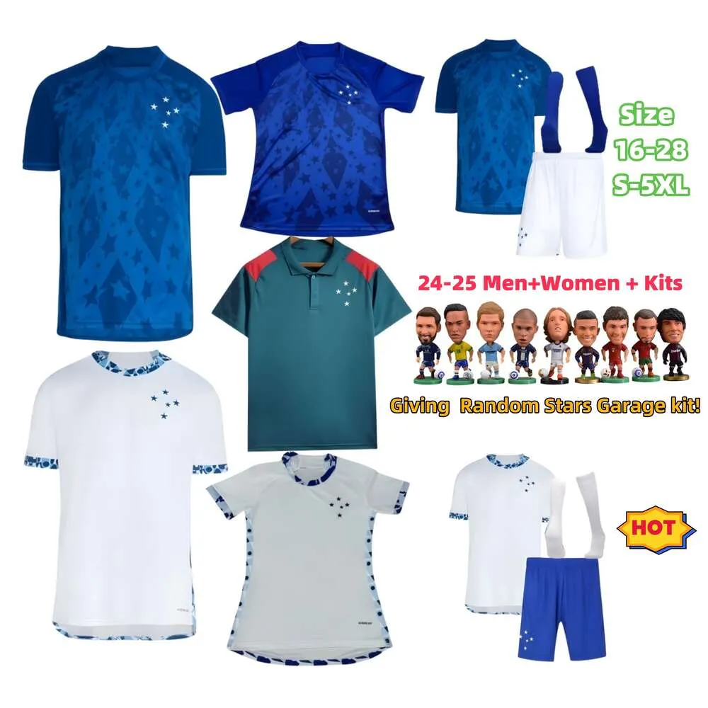 4xl 24 25 Cruzeiro EC Soccer Jerseys Home Away Women Outubro Rosa Giovanni Edu Bruno Jose Adriano Camiseta de Raposas Football Dorts 2024 2025 Kids Kit Esporte Clube