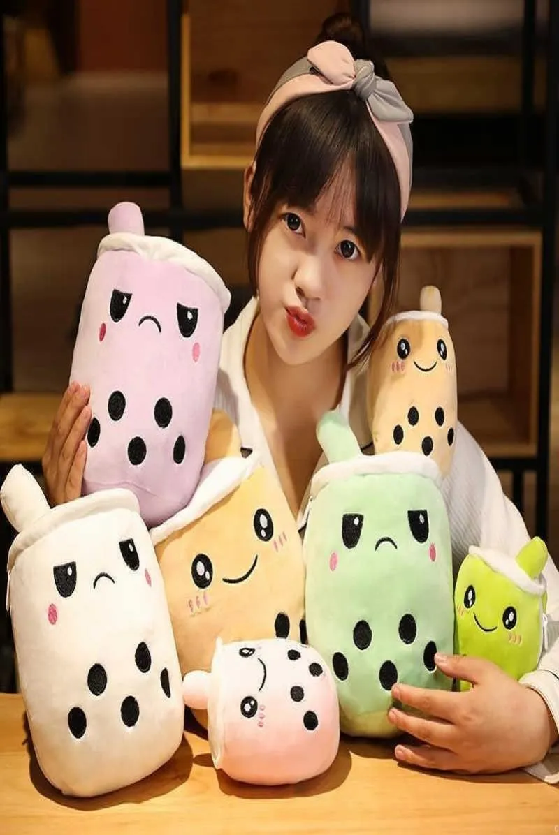 2022 Kawaii reversível Boba Plush Toys Doublesididided Tea Doll Soft Recheted Boba Boba Milk Tea Toy Presentes de Natal para Kids1363182