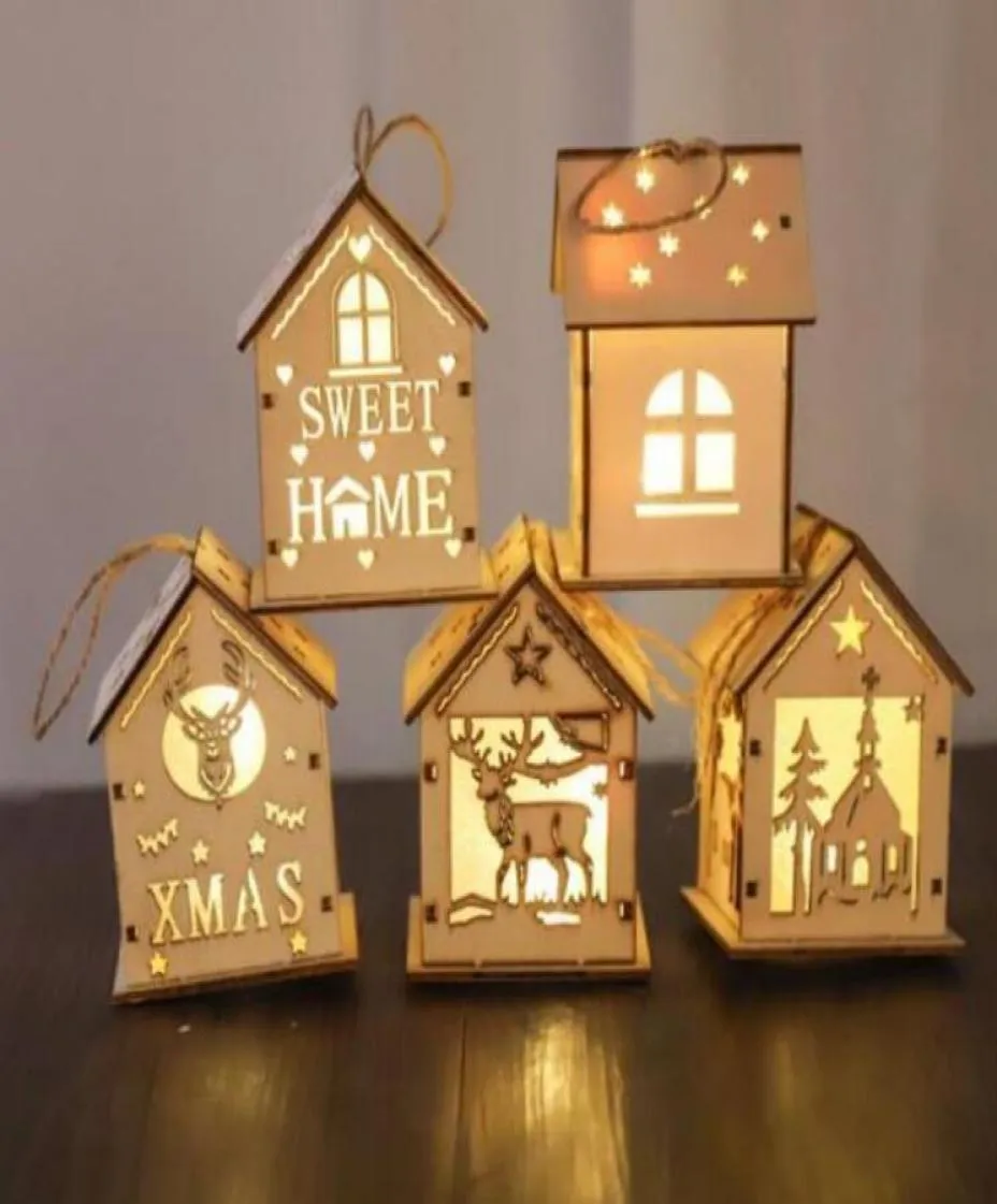 La cabina di tronchi di Natale appende il kit artigianato in legno giocattolo giocattolo di Natale in legno con candela barra per la casa decorazioni per la casa bambini039s holid2002775