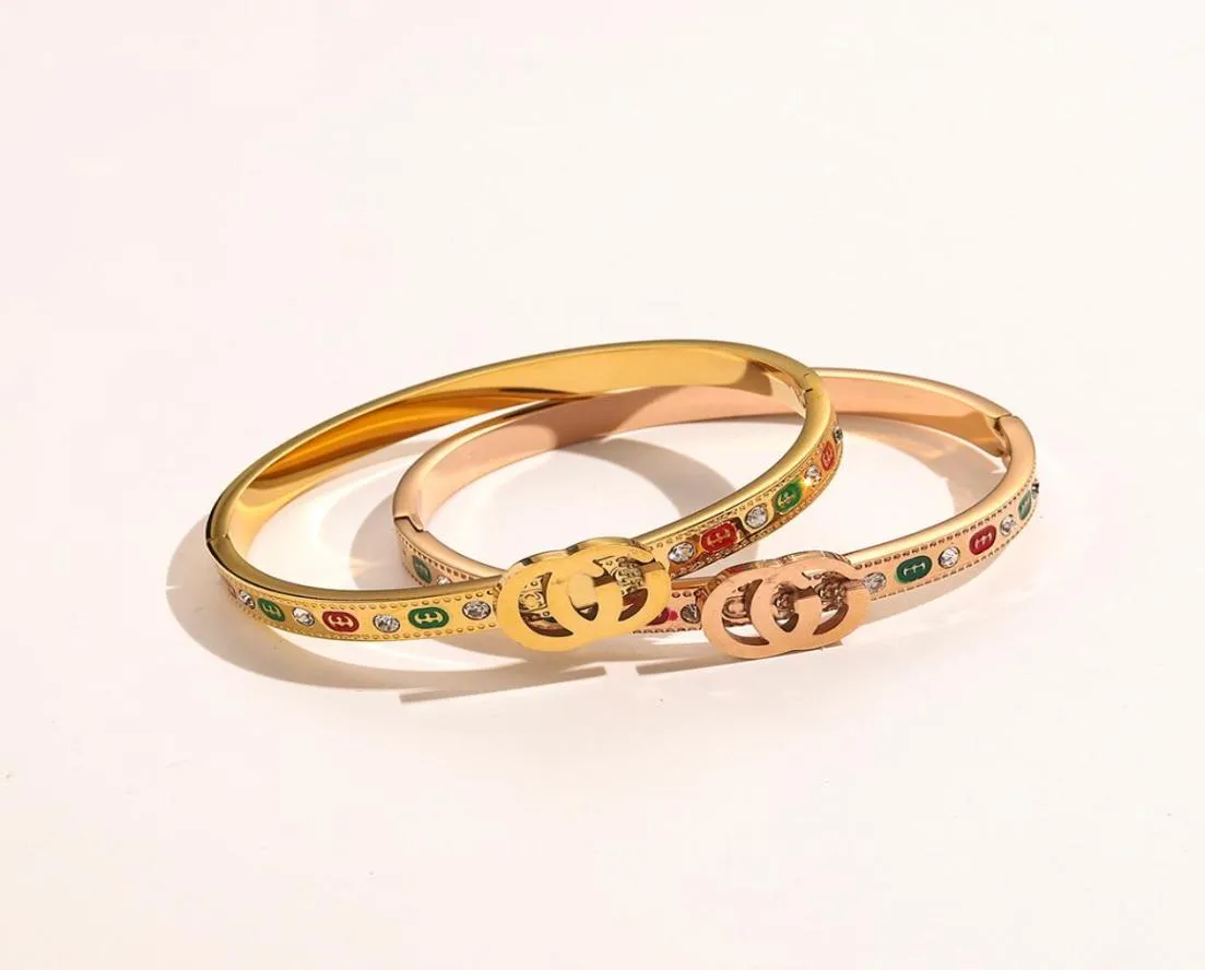Bracelets classiques Femmes Bangle Designer de luxe Bijoux Crystal 18k Gold plaqué rose Gold Plated en acier inoxydable Amoureux Gift 4048718