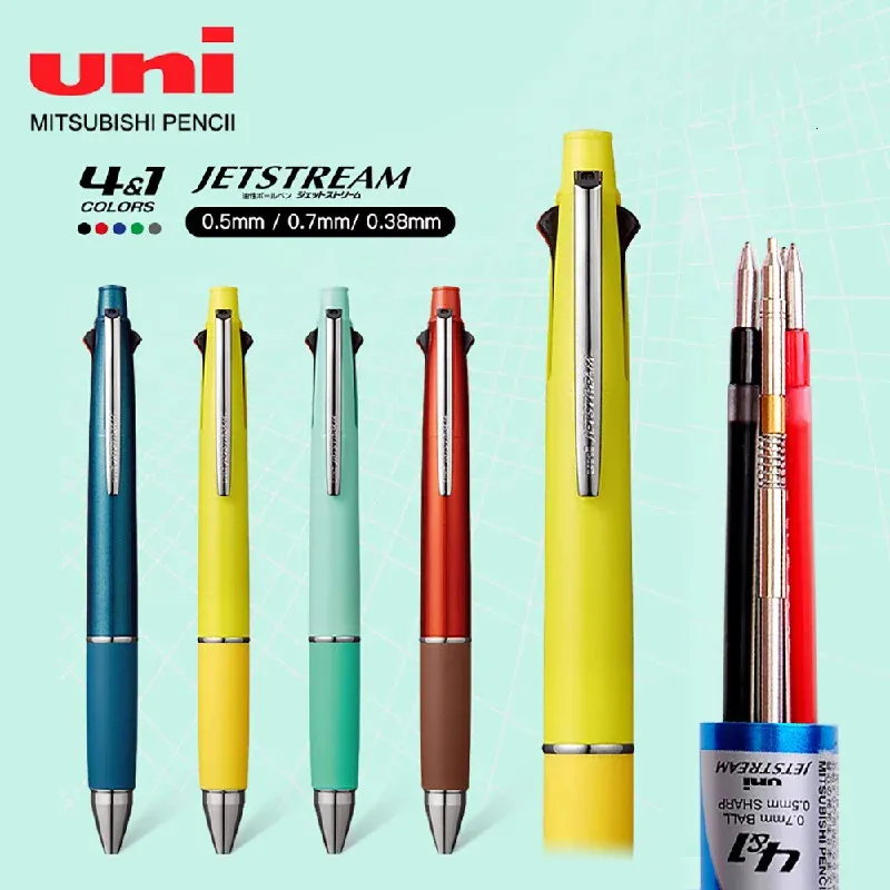 1PCS UNI JetStream MSXE5-1000 wielofunkcyjny długopis 0,38/ 0,5/ 0,7 mmfour Pen Pen 0,5 mmpencil japońskie papiery papiernicze 240509