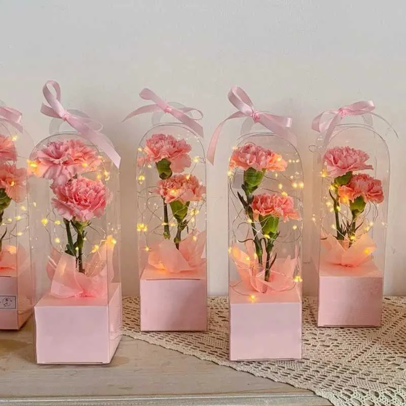 3Pcs Gift Wrap PVC Transparent Rose Flower Box Plastic Cake Packaging Box Florist Wrapping Boxes DIY For Wedding Valentines Day Gift Box