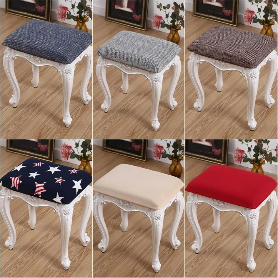 Stoelhoezen 1 pk vierkante kruk stoel Make -up slipcover voor kleedtafel slaapkamer woonkamer elastische meubels beschermer 230T