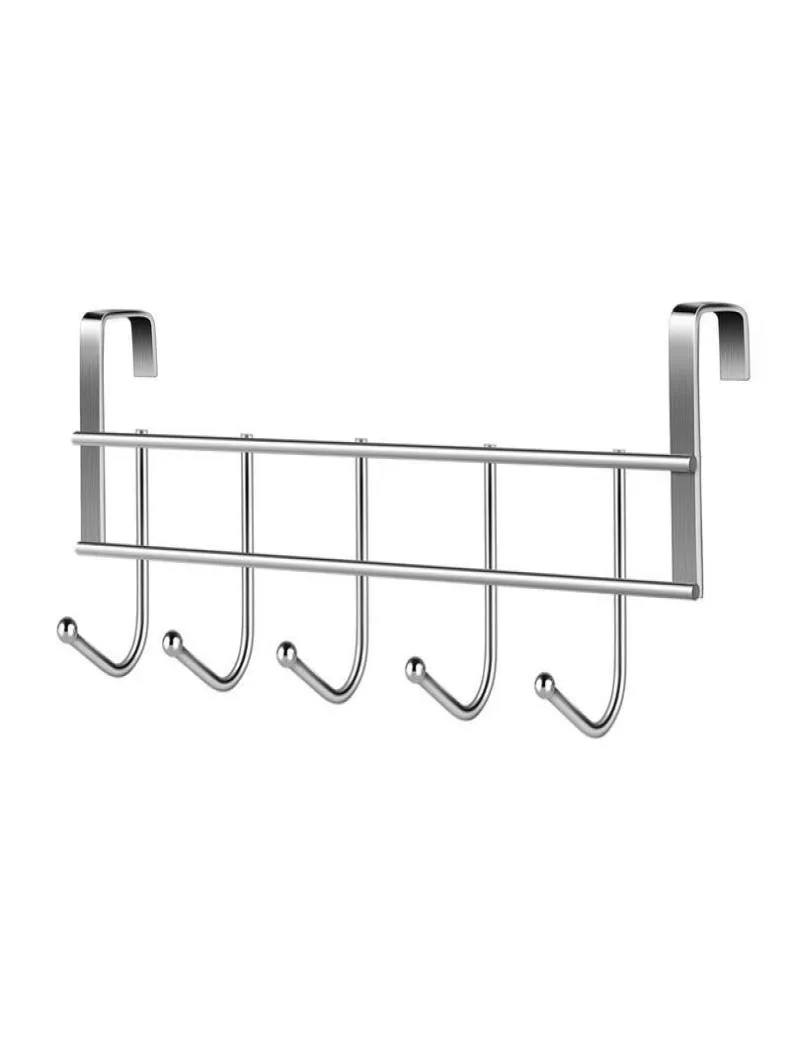 Hangers rekken over de deur 5 haken huis badkamer organizer rek kleding jas hoed handdoek hanger roestvrij staal goed loadbearing7607719