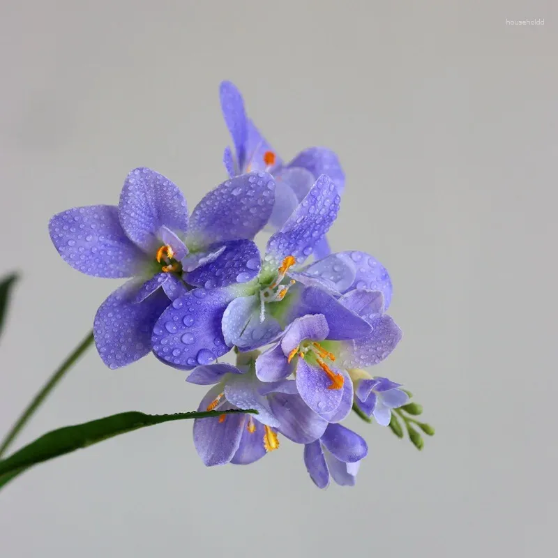 Dekorativa blommor 4pc fuktgivande 3D cymbidium blomma verklig beröring konstgjorda orkidéer bröllopsdekor falsk arrangemang hemfest inlag