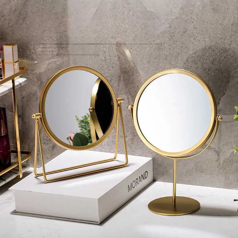 Espelhos compactos nórdicos 360 graus rotativos espelhos compactos acessórios de decoração de metal decorativo q240509