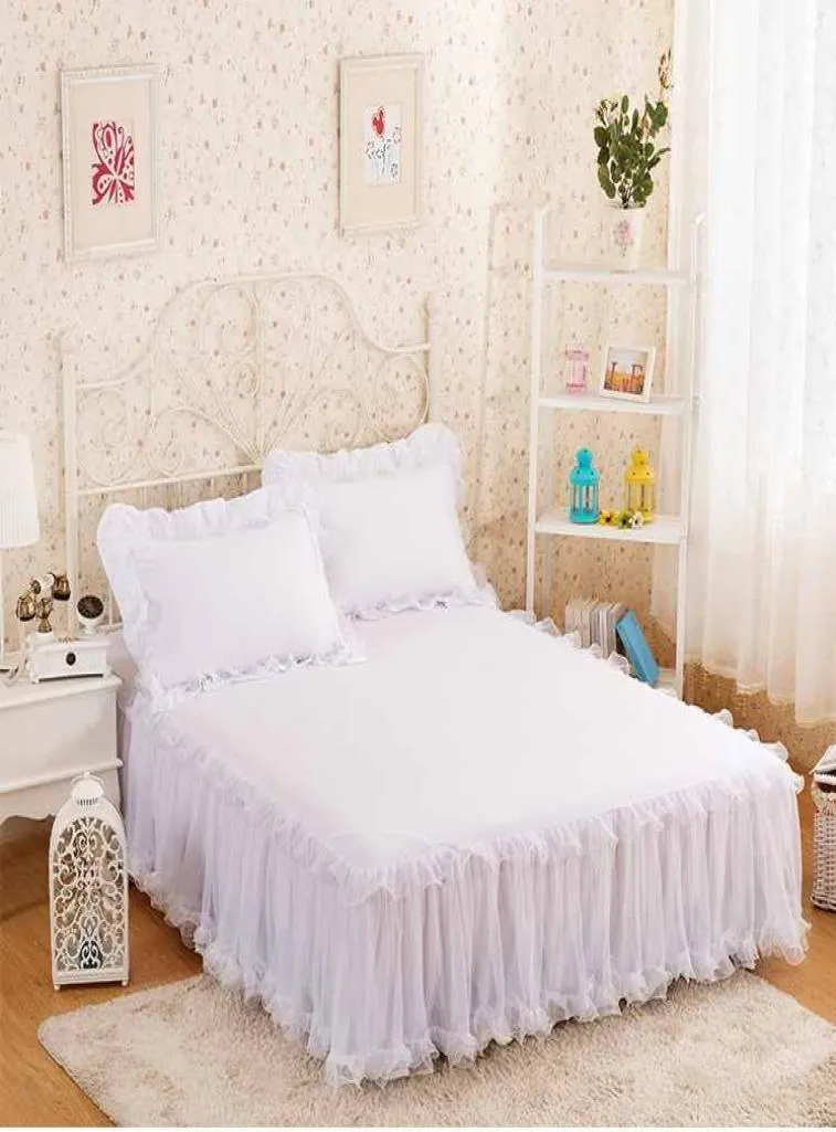 Jupe de lit Textile de maison 13pcs en dentelle blanche feuille de lit Princesse Litchage de lit romantique Cadeau de lit Cadeau Gift pour 150x200180x7300735