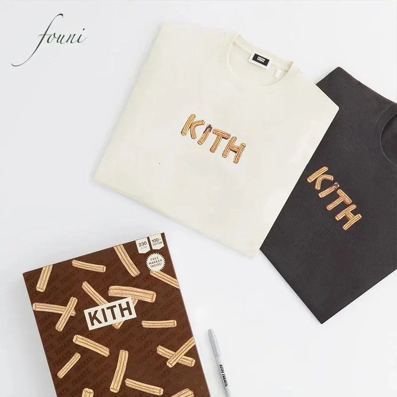 Trata Kith FW Tshirt Homens Mulheres 1 Fries francesas de qualidade Camiseta de chocolate Tee Tops Gym 240428
