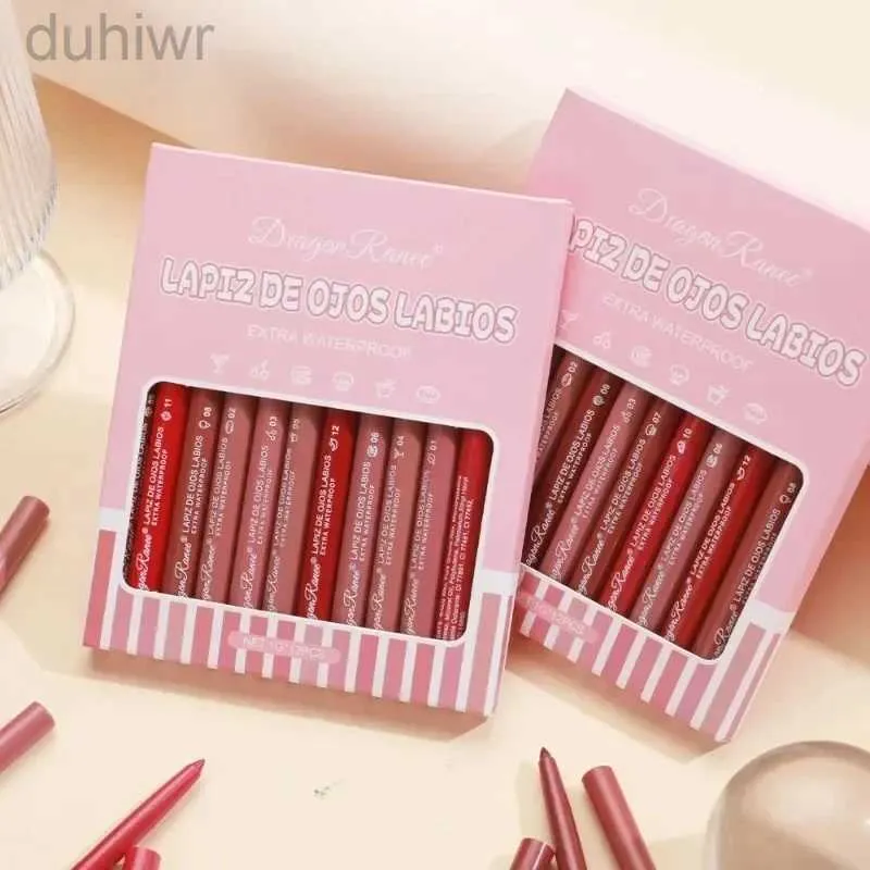 WTJO Lip Pencils 12 조각/방수 립 라이너 연필 누드 무광택 립 라이너 보습 장기 립스틱 전문 메이크업 립 립 컬러 D240510