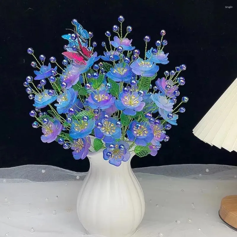 Decorative Flowers 48pcs Plastic Flower Diy Handmade Artificial Bouquets Material Package Wedding Dinner Party Birthday Decor