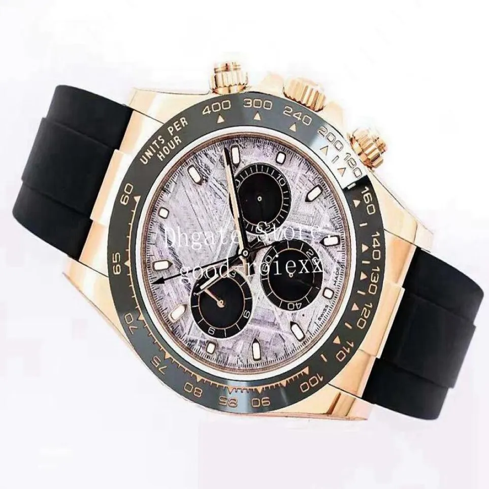 Stopwatch Men's Chronograph zegarki Mężczyźni Watch Automatic 7750 ETA Champagne 28800 VPH HZ EWF Rose Gold Rubber 904L Steel EW Factory 312B