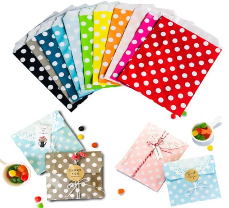 2020 100ps Mixcolor Paper Paper Bacd Crate Candy Bags Dot Cookie Coverage Packaging Favors Bag Свадебные рождественские принадлежности2206718