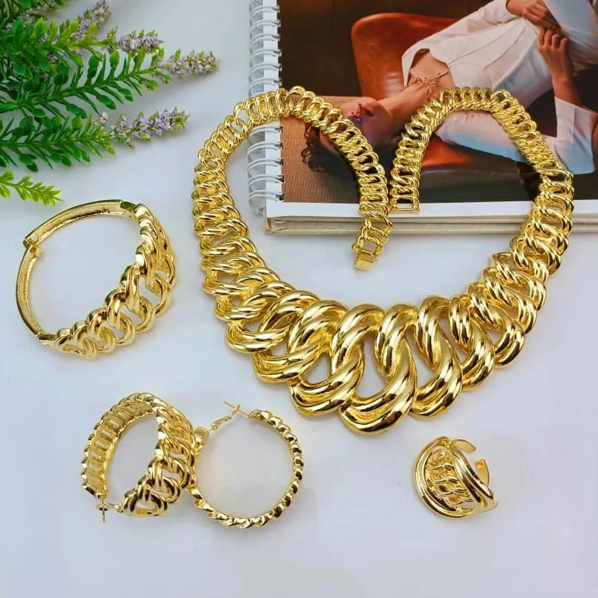 Emma Jewellery Collana di lusso Set di gioielli per donne Dubai Gold Color African Arabo Wedding Collection Set 240510