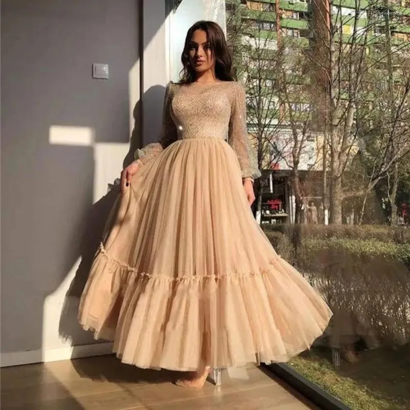 Kjolar elegant champagne fotled längd kvinnor tyll a-line stretchy midjeband puffy tutu kjol skräddarsydd maxi