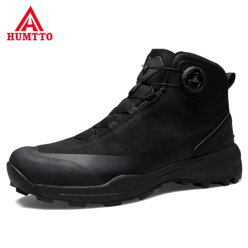 Sapatos de caminhada à prova d'água Humtto botas de trekking de montanha tênis de acampamento preto para homens escaladas de segurança Sapatos táticos de homens 240508