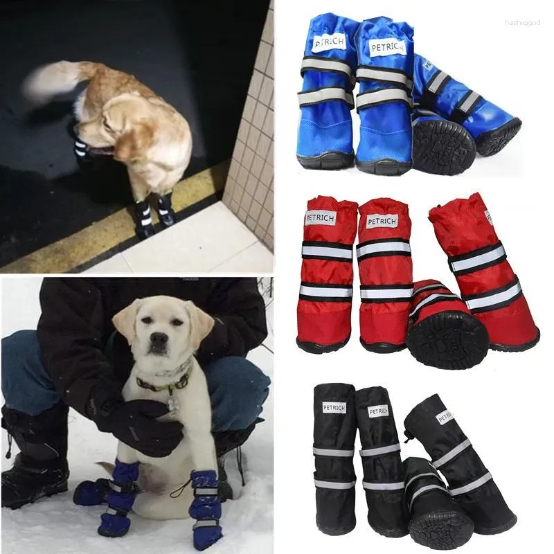 Abbigliamento per cani 4pcs/stivali set scarpe da pet waterproof inverno inverno snowboarding per esterni per forniture mediocre di antisciplina di grandi dimensioni