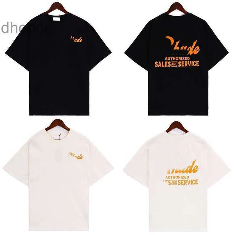 2024 Trende Designer Summer Fashion Trends International Rhude Nouvelle collection Orange Letter Imprimée T-shirt simple et élégant Mentille Loose Femmes Femmes Cornifères