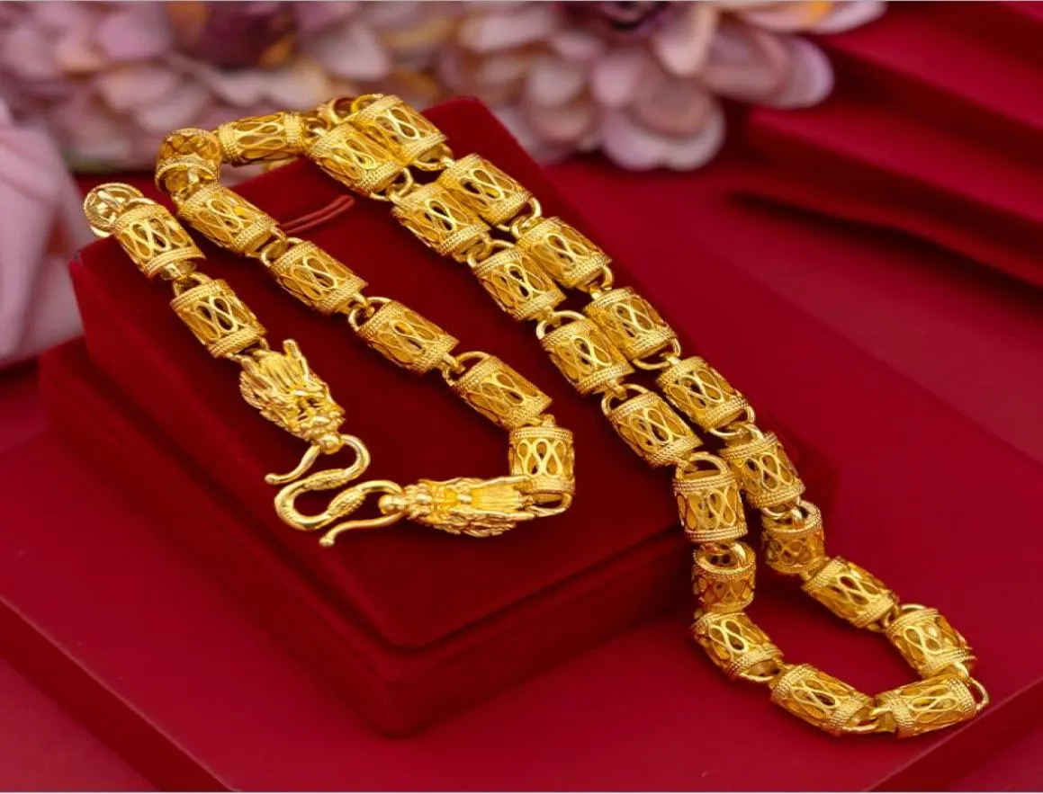weighty Heavy men classic chain 24k gold filled dragon necklace Bibcock hollow out the necklace fashion Vintage link Jewelry good6336205