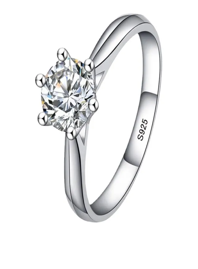 cercyate Luxury 1 CT Zirconia Diamond Ringオリジナル925シルバーカラーウェディングバンド女性記念日ギフトr0038801847