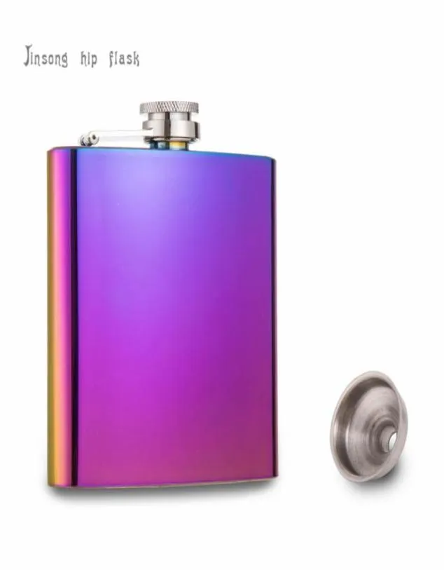 6 oz Rainbow color Stainless Steel hip Flask with funnel012838927