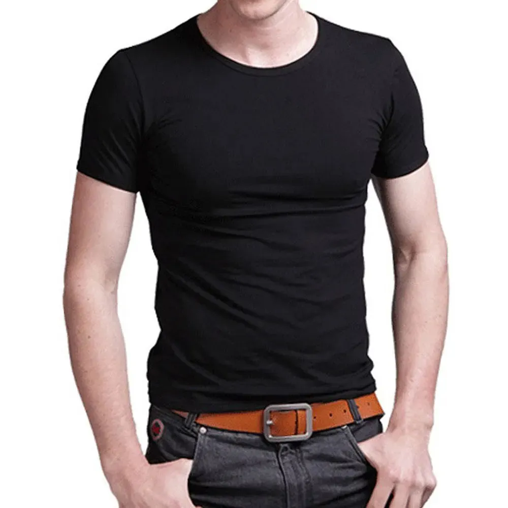 Extension Lycra V Collar Mens T-shirt Couleur continue Tshirt à manches courtes pour hommes masculins Slim Tshirt 240510